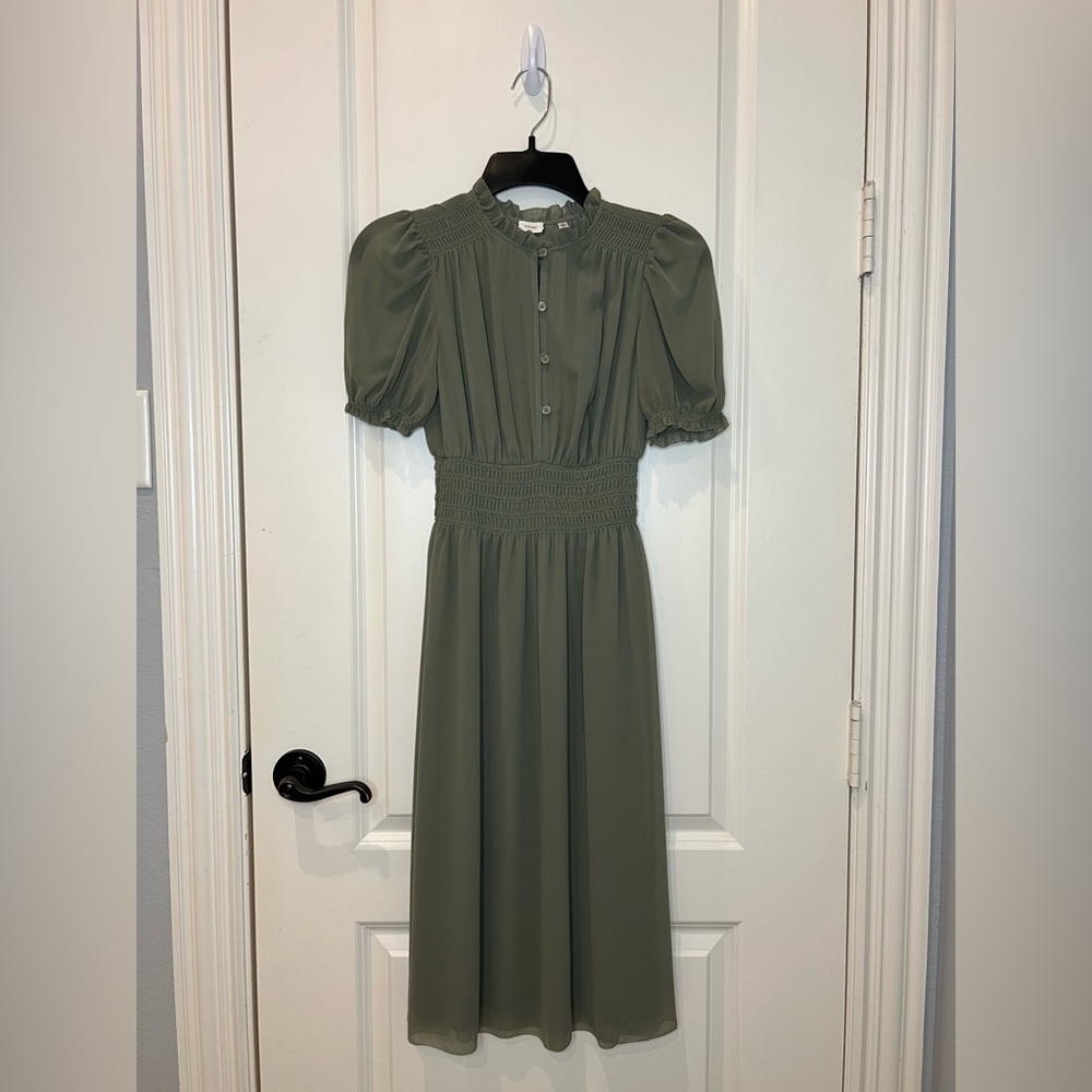 Wilfred Sage Green Midi Dress with Button Detail